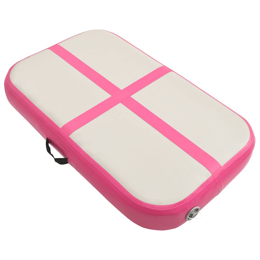Colchão de ginástica insuflável c/ bomba 60x100x10 cm PVC rosa