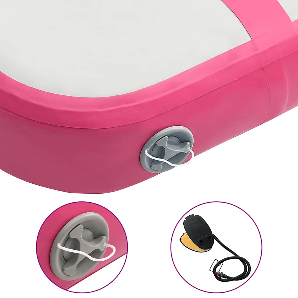 Colchão de ginástica insuflável c/ bomba 60x100x10 cm PVC rosa