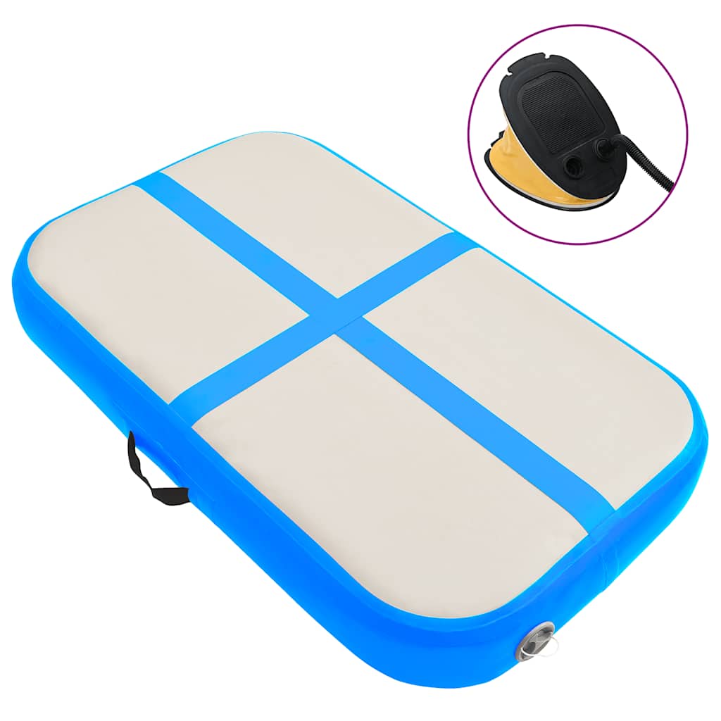 Colchão de ginástica insuflável c/ bomba 60x100x10 cm PVC azul