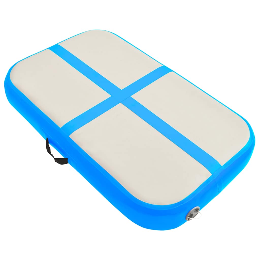 Colchão de ginástica insuflável c/ bomba 60x100x15 cm PVC azul