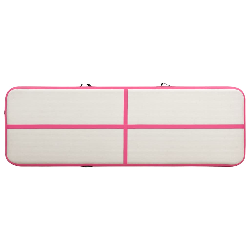 Colchão de ginástica insuflável c/ bomba 300x100x15 cm PVC rosa