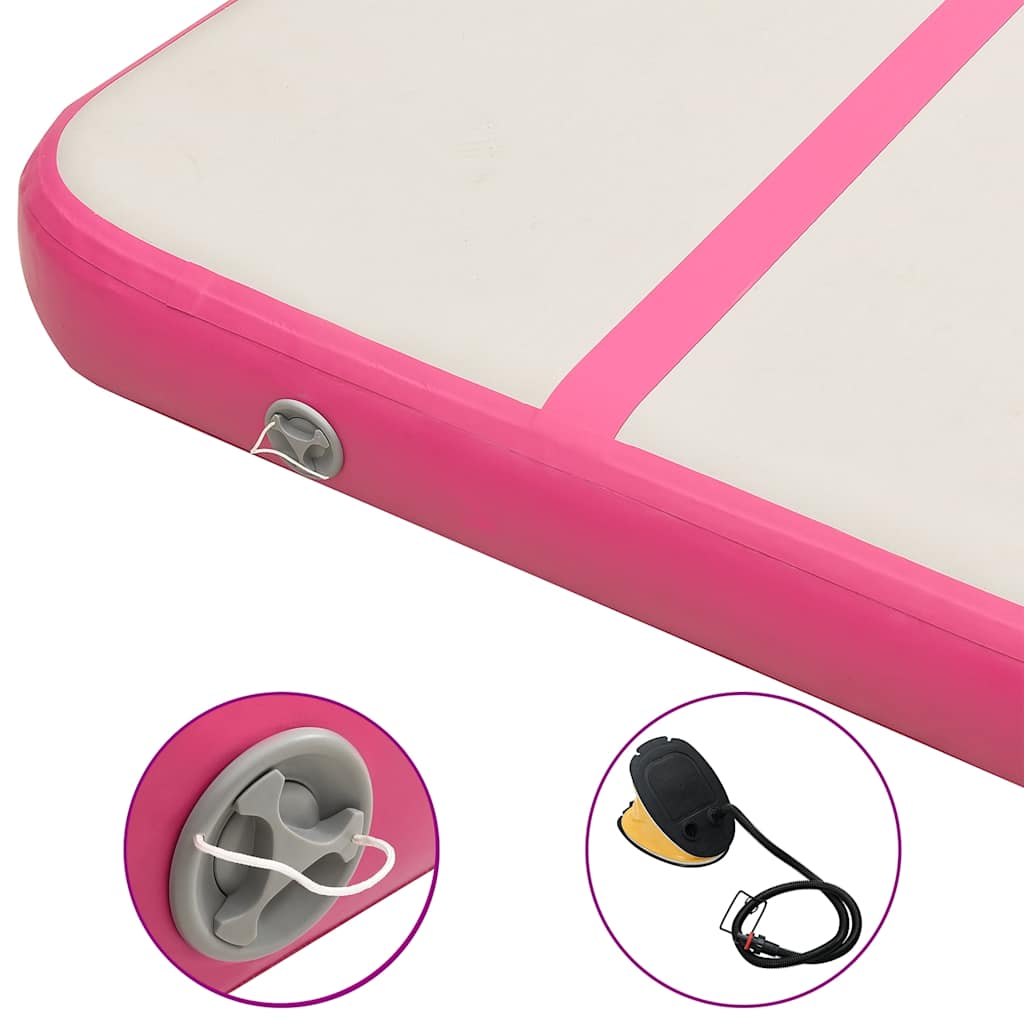 Colchão de ginástica insuflável c/ bomba 300x100x15 cm PVC rosa