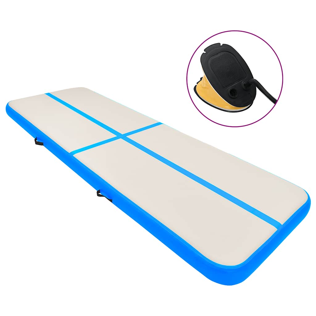 Colchão de ginástica insuflável c/ bomba 400x100x15 cm PVC azul