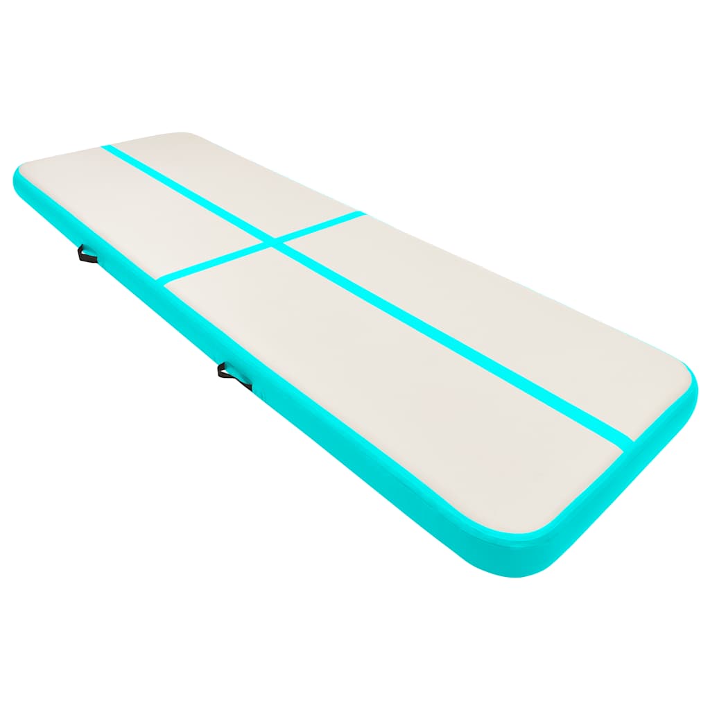 Colchão de ginástica insuflável c/ bomba 400x100x15cm PVC verde