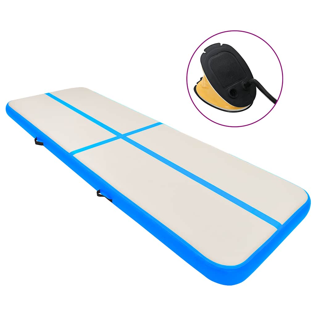 Colchão de ginástica insuflável c/ bomba 800x100x15 cm PVC azul