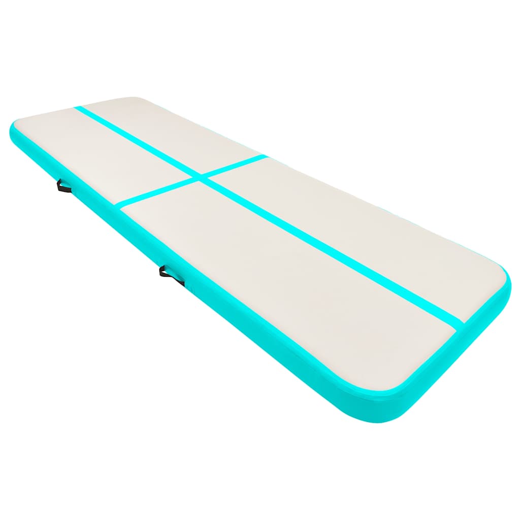 Colchão de ginástica insuflável c/ bomba 300x100x20cm PVC verde