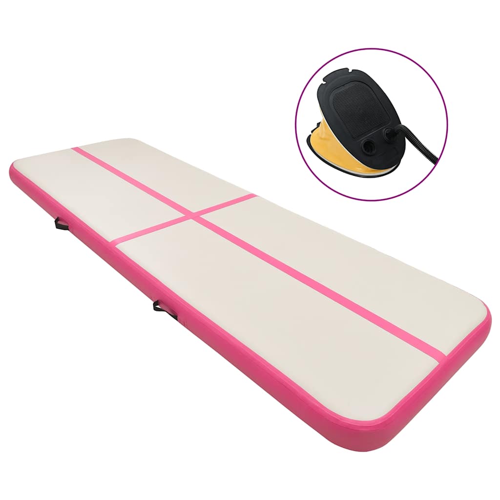 Colchão de ginástica insuflável c/ bomba 400x100x20 cm PVC rosa