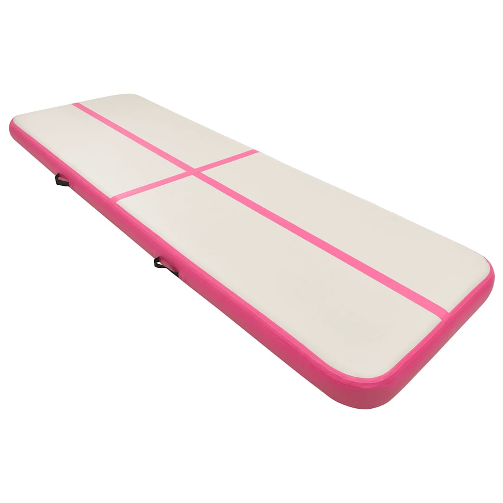 Colchão de ginástica insuflável c/ bomba 400x100x20 cm PVC rosa