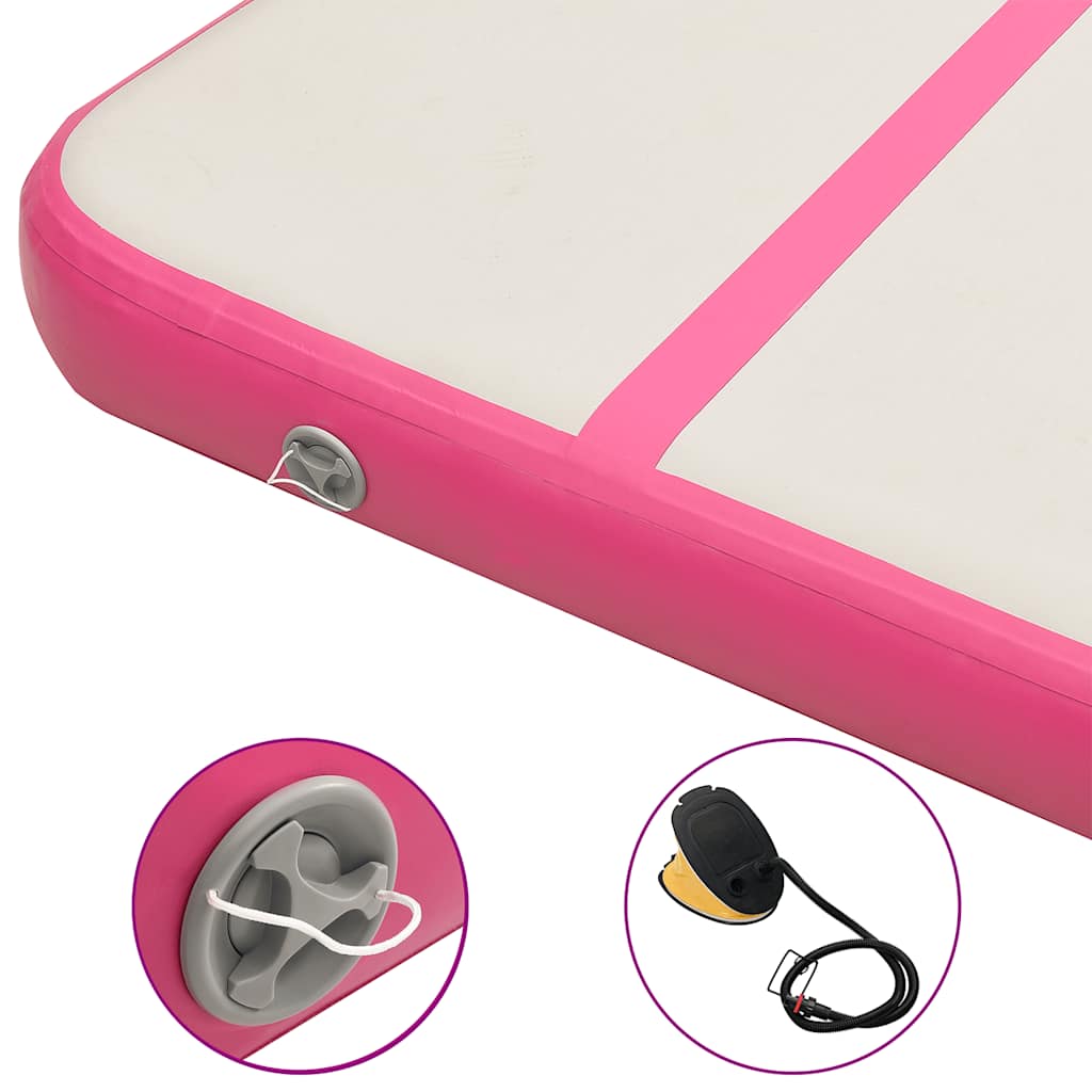 Colchão de ginástica insuflável c/ bomba 400x100x20 cm PVC rosa