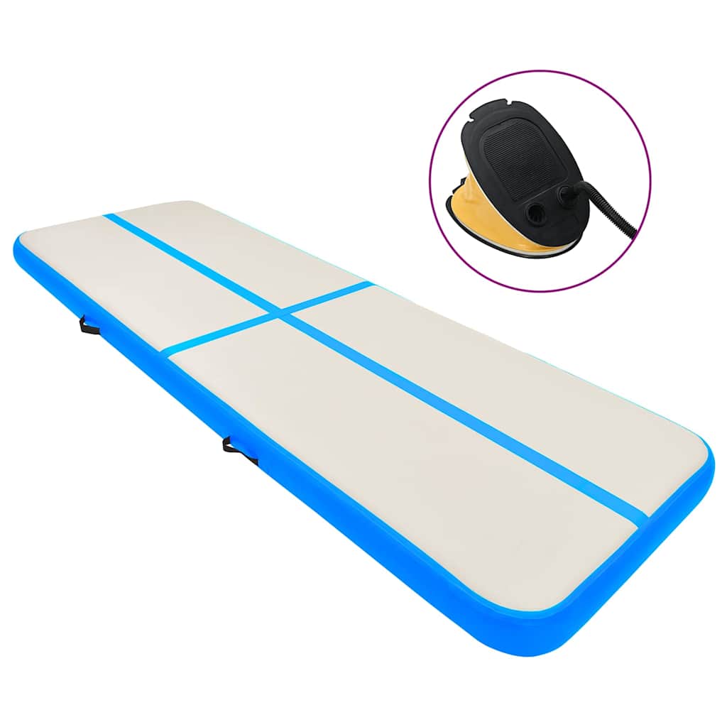 Colchão de ginástica insuflável c/ bomba 400x100x20 cm PVC azul