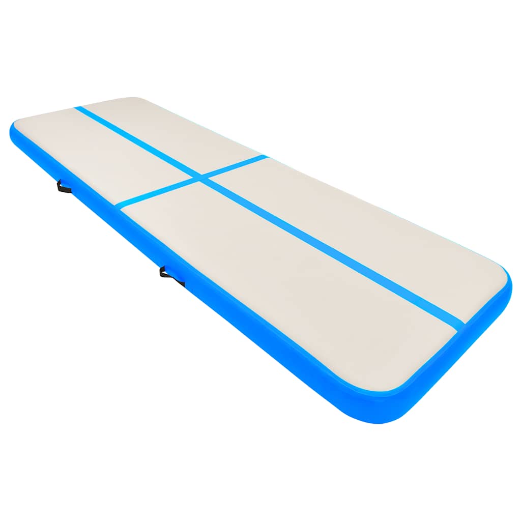Colchão de ginástica insuflável c/ bomba 400x100x20 cm PVC azul