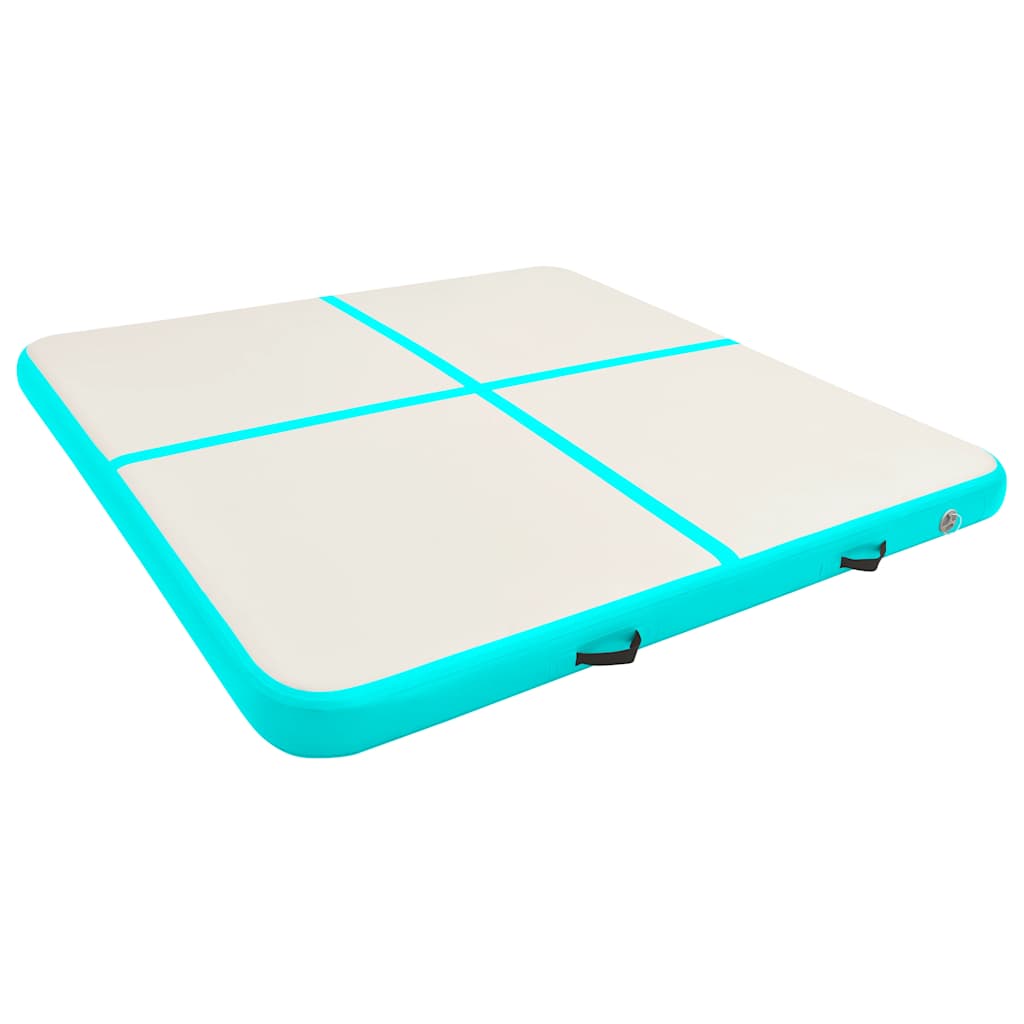 Colchão de ginástica insuflável c/ bomba 200x200x10cm PVC verde