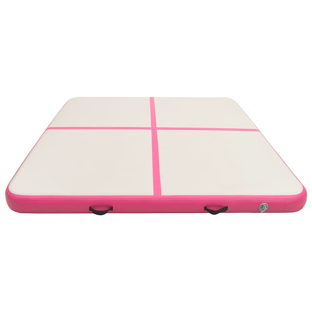 Colchão de ginástica insuflável c/ bomba 200x200x15 cm PVC rosa