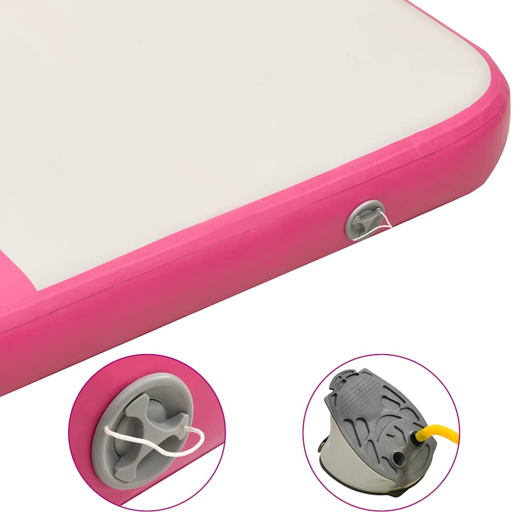 Colchão de ginástica insuflável c/ bomba 200x200x15 cm PVC rosa