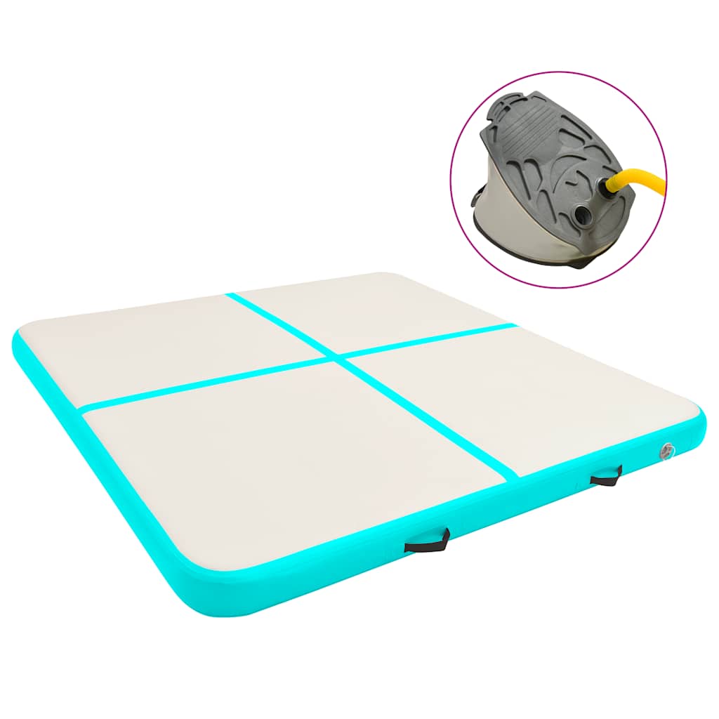 Colchão de ginástica insuflável c/ bomba 200x200x20cm PVC verde
