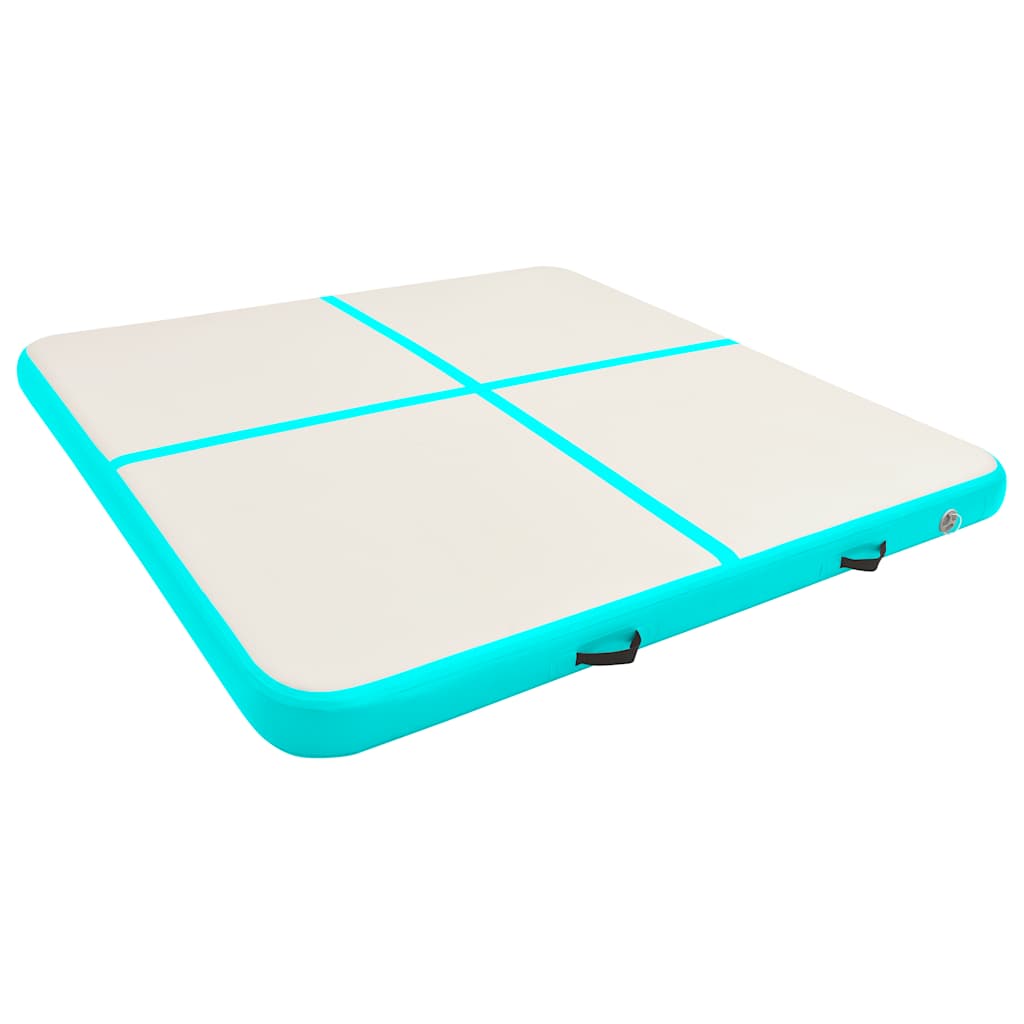 Colchão de ginástica insuflável c/ bomba 200x200x20cm PVC verde