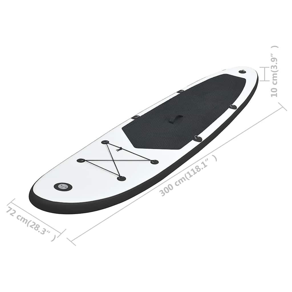 Conjunto prancha de paddle SUP insuflável preto e branco