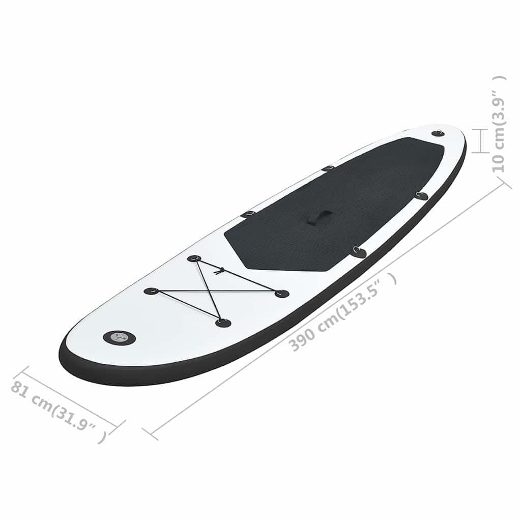 Conjunto prancha de paddle SUP insuflável preto e branco