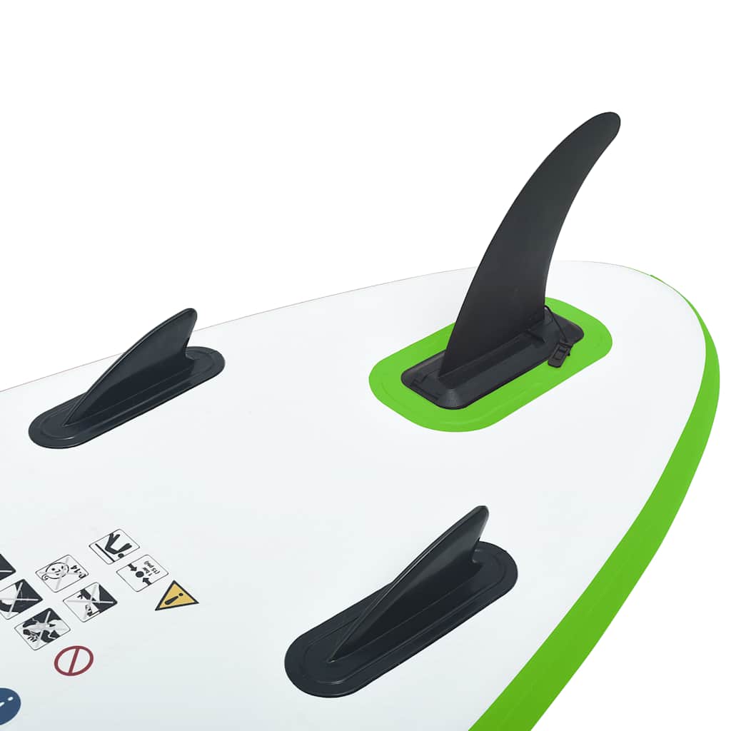 Conjunto prancha de paddle SUP insuflável verde e branco