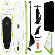 Conjunto prancha paddle SUP insuflável c/ vela verde/branco