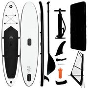Conjunto prancha paddle SUP insuflável c/ vela preto/branco