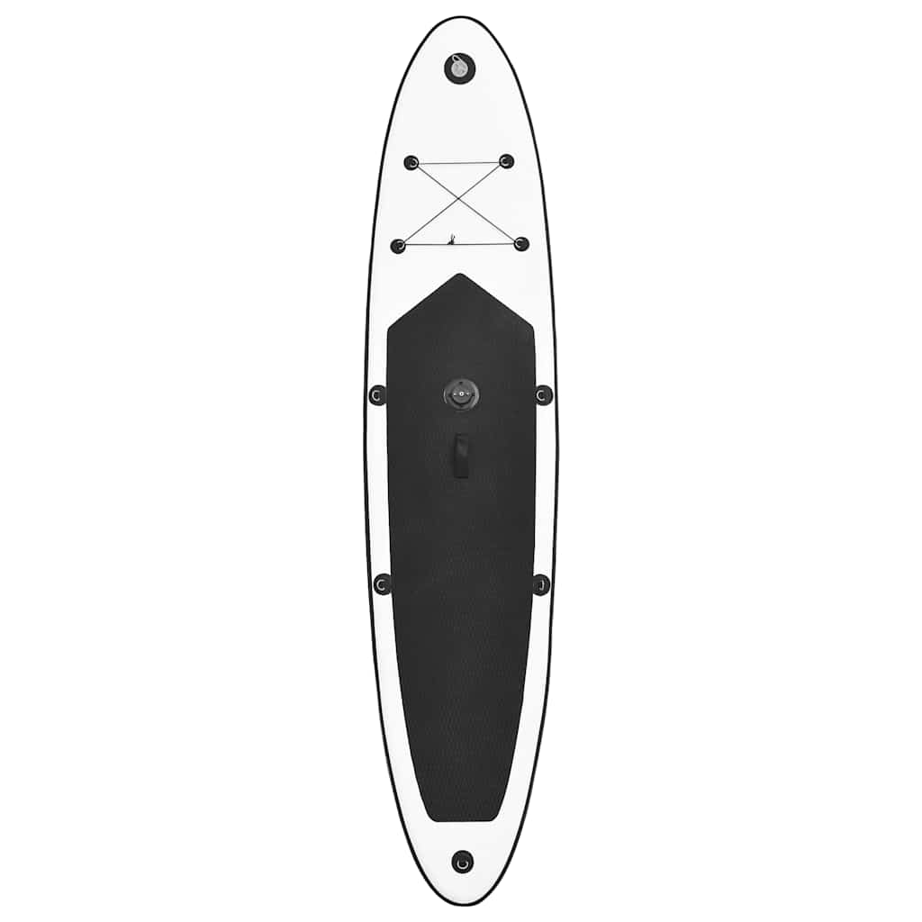 Conjunto prancha paddle SUP insuflável c/ vela preto/branco