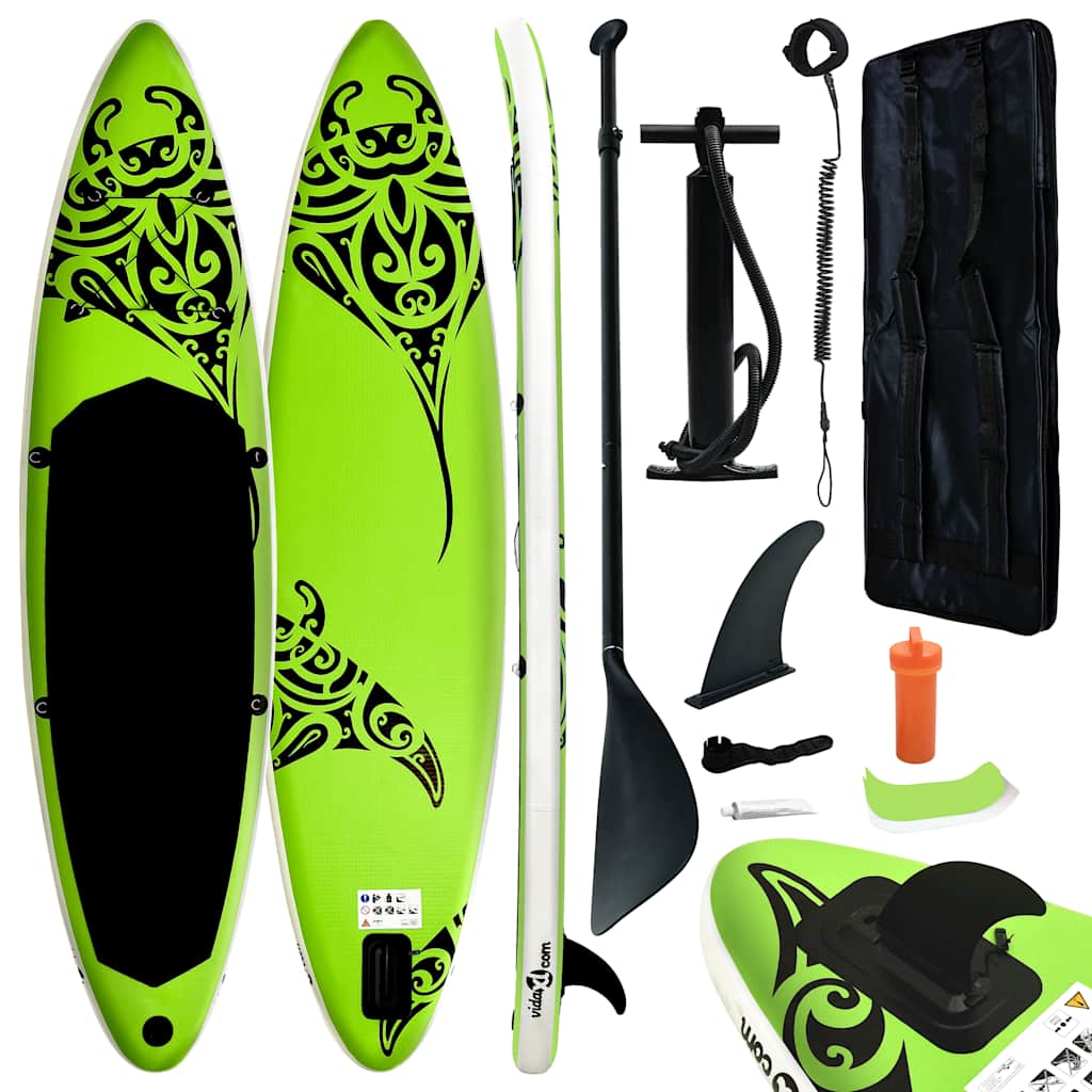Conjunto prancha de paddle SUP insuflável 305x76x15 cm verde