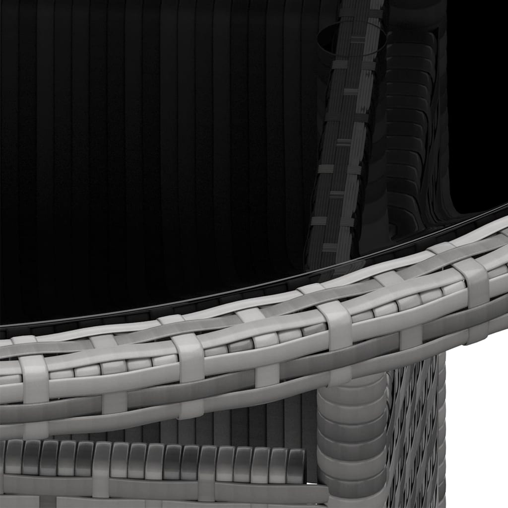 Mesa de jardim Ø60x75 cm vidro temperado e vime PE bege