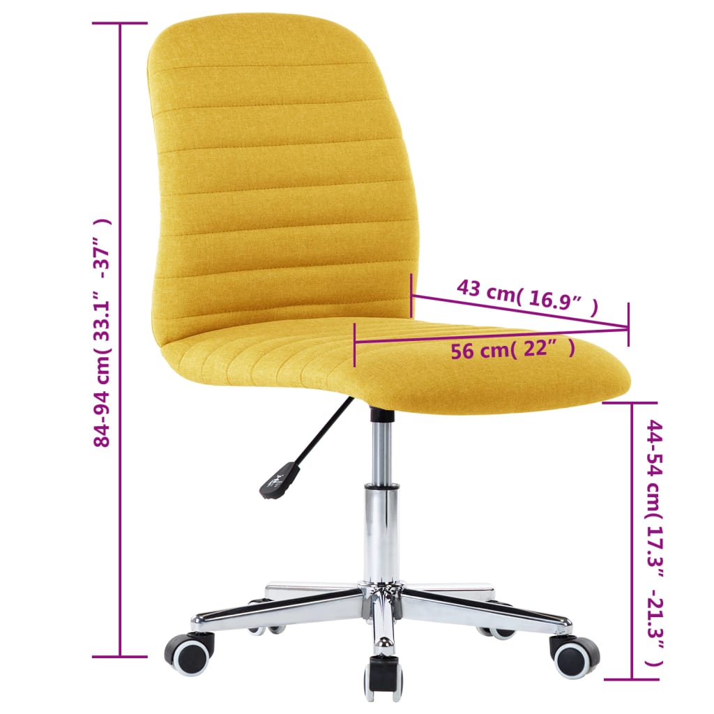Cadeiras de jantar 4 pcs tecido amarelo mostarda