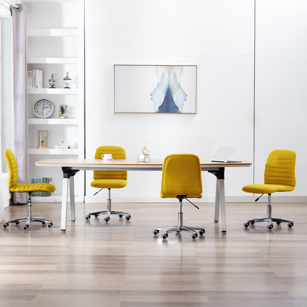 Cadeiras de jantar 4 pcs tecido amarelo mostarda