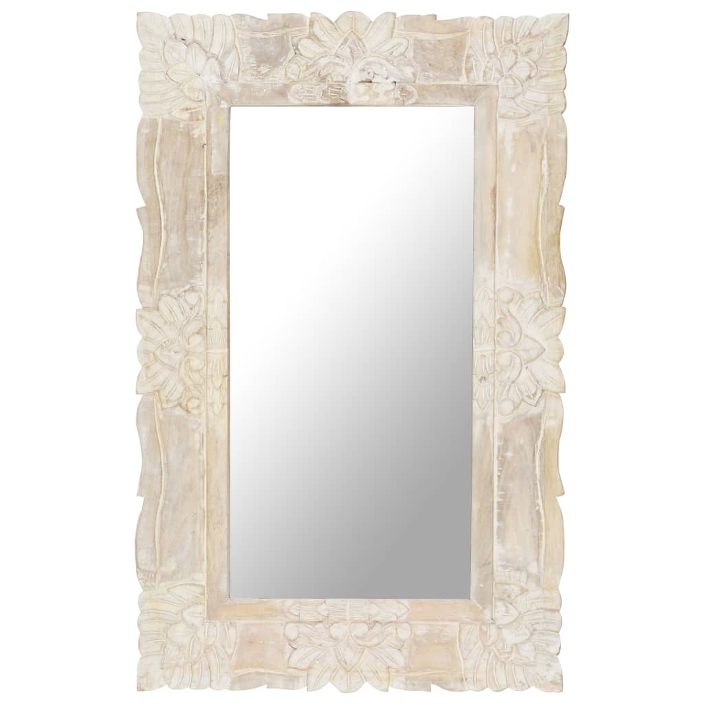 Espelho 80x50 cm madeira de mangueira maciça branco