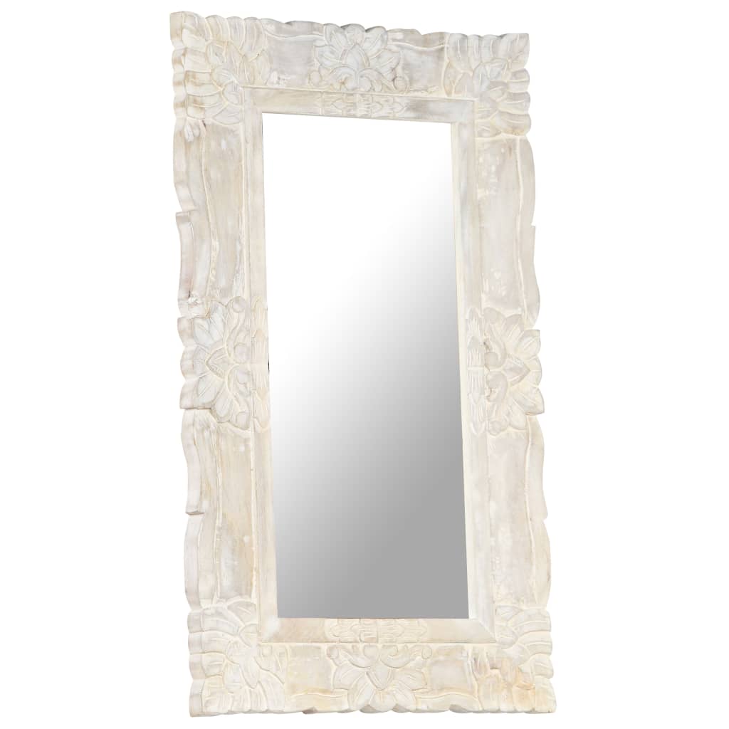 Espelho 80x50 cm madeira de mangueira maciça branco