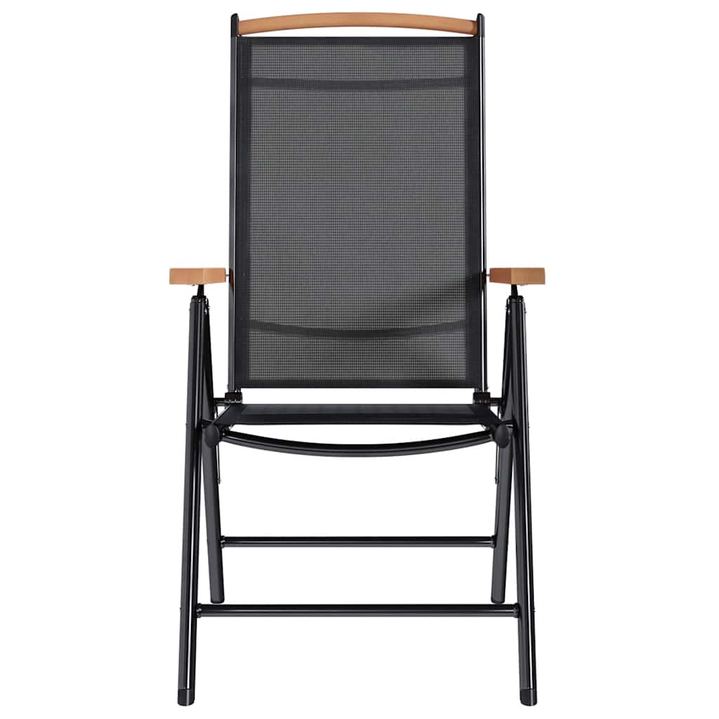 Cadeiras de jardim dobráveis 6 pcs textilene preto