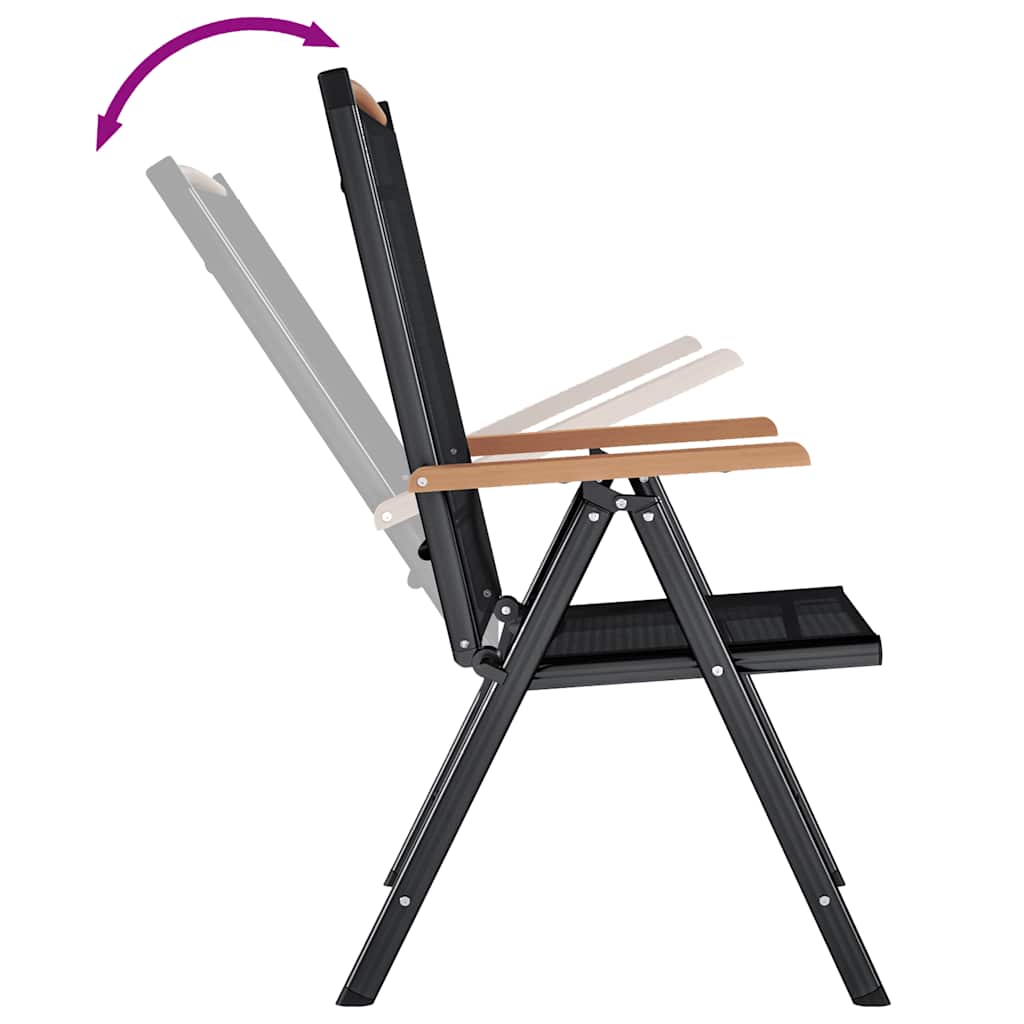 Cadeiras de jardim dobráveis 6 pcs textilene preto