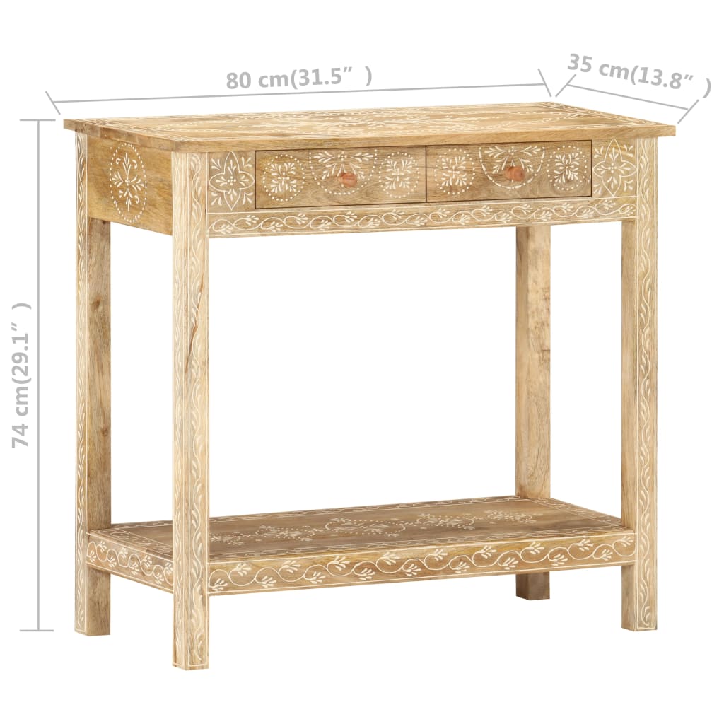 Mesa consola 80x35x74 cm madeira de mangueira maciça