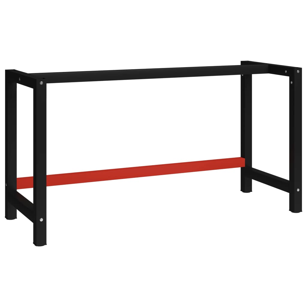 Estrutura banco de trabalho 120x57x79 cm metal preto e vermelho