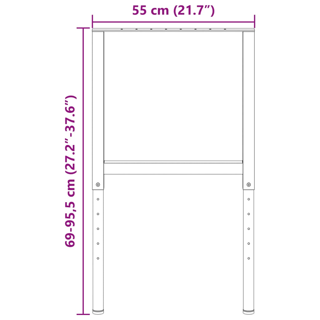 Estruturas bancada ajustáveis 2 pcs 85x(69-95,5) cm metal cinza