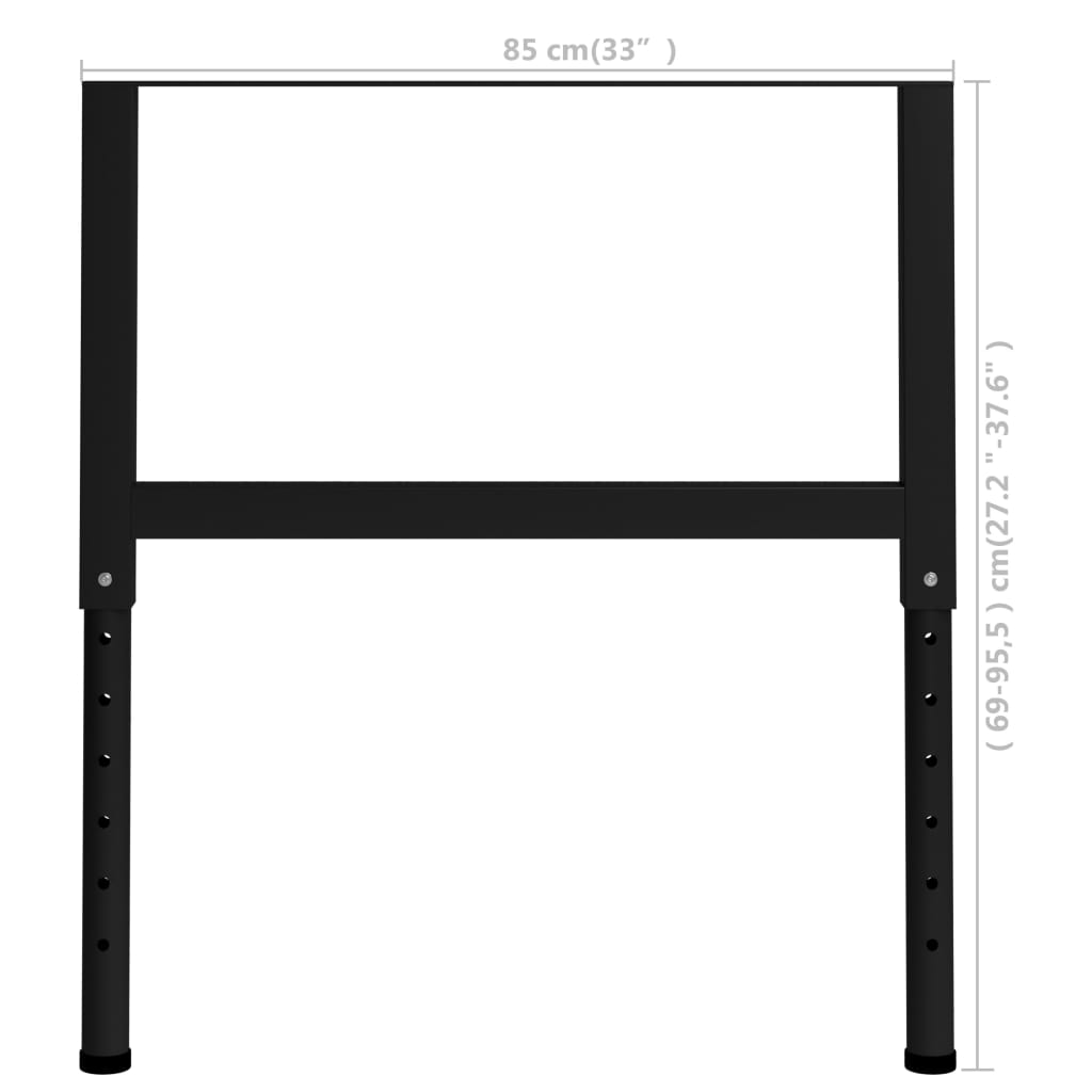 Estruturas bancada ajustáveis 2 pcs 85x(69-95,5) cm metal cinza