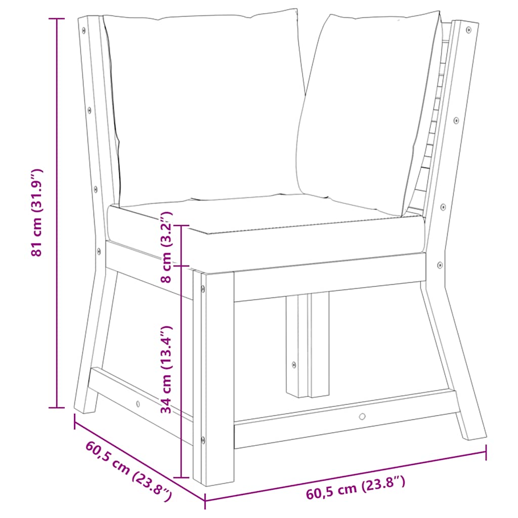Sofá de canto seccional c/ almofadão cor creme acácia maciça