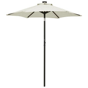 Guarda-sol de jardim com luzes LED 200x211 cm alumínio areia