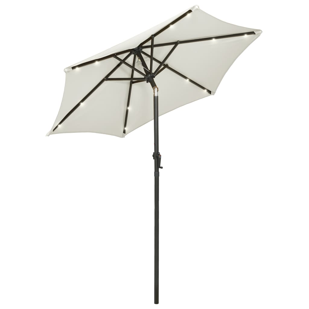 Guarda-sol de jardim com luzes LED 200x211 cm alumínio areia