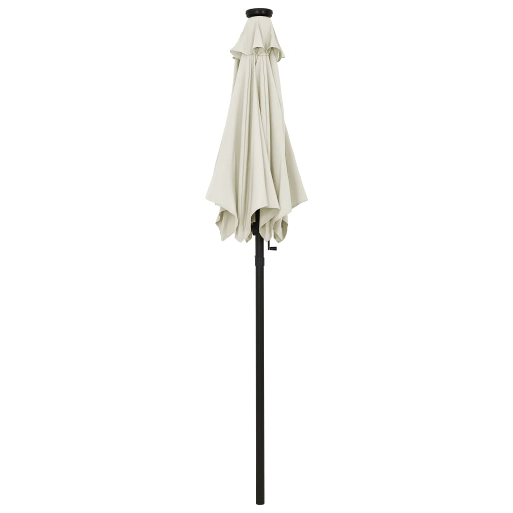 Guarda-sol de jardim com luzes LED 200x211 cm alumínio areia