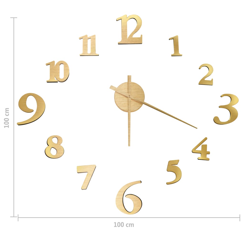 Relógio de parede 3D com design moderno 100 cm XXL dourado