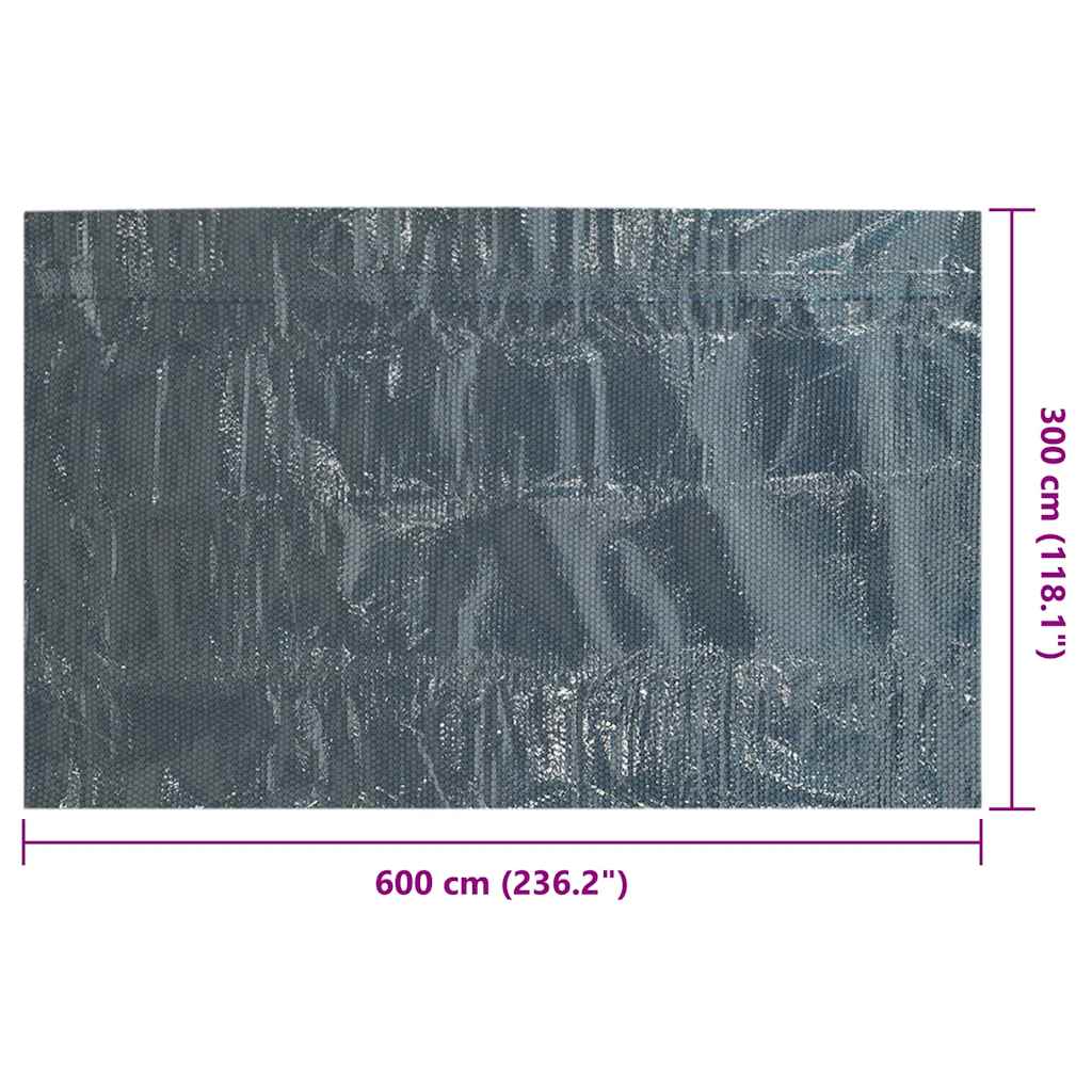 Película para piscina PE solar flutuante 600x300cm preto e azul