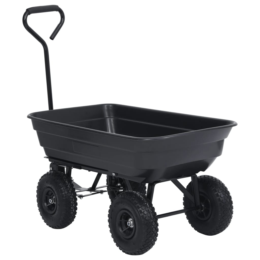 Carrinho de mão basculante para jardim 300 kg 75 L preto