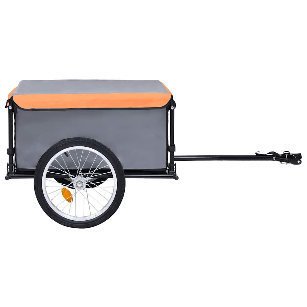 Reboque de carga para bicicleta 65 kg cinzento e laranja