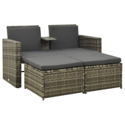 3 pcs conjunto lounge de jardim c/ almofadões vime PE cinzento