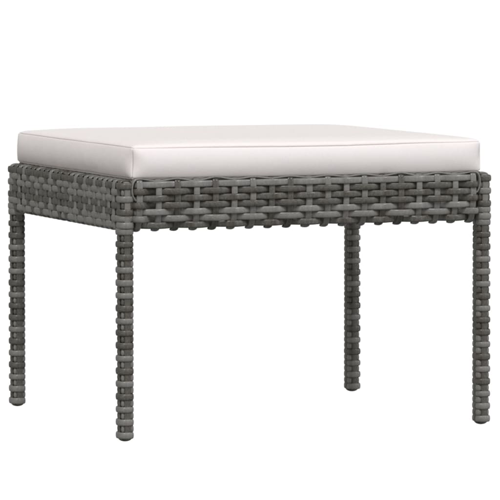 6 pcs conjunto lounge de jardim c/ almofadões vime PE cinzento