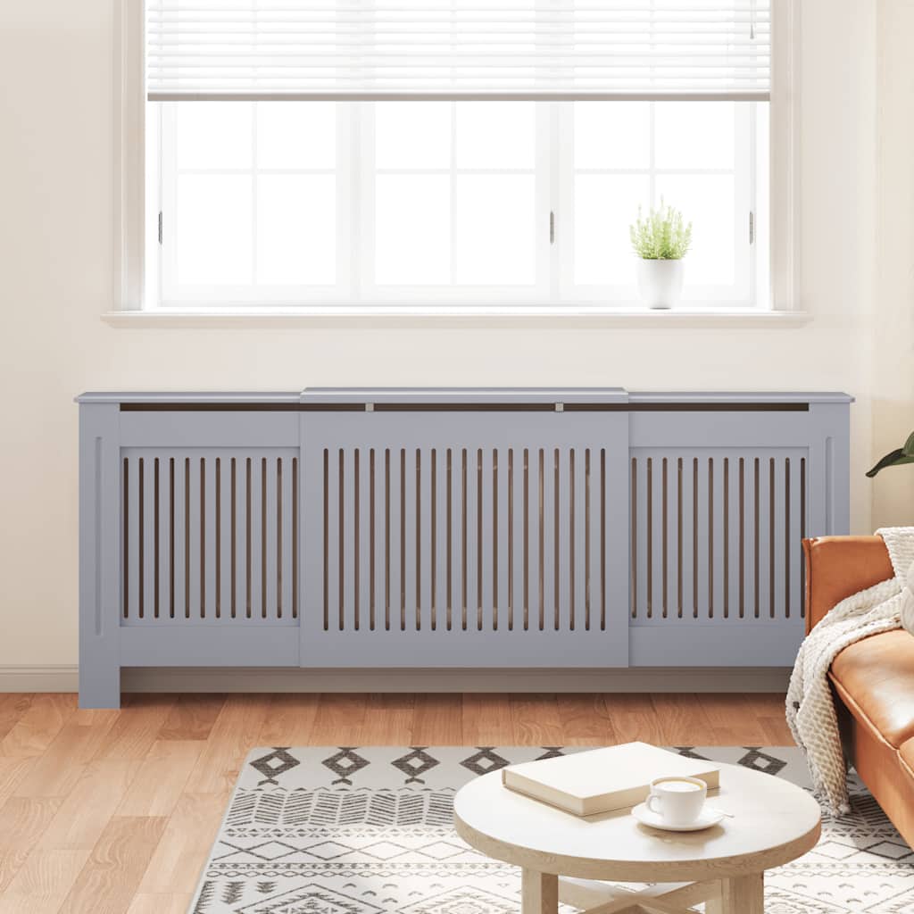 Cobertura de radiador MDF 205 cm cinzento