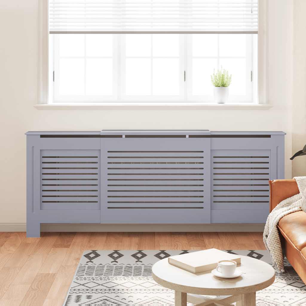 Cobertura de radiador MDF 205 cm cinzento